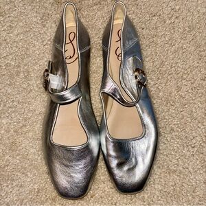 Sam Edelman Metallic Silver Flats with Buckle